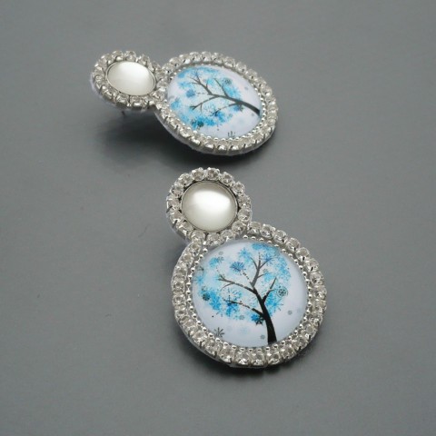 V zimě si snít - náušnice puzety srdce sníh strom zima podzim bílá láska příroda jaro bílé svatba svatební listí mráz nevěsta modrobílá modrobílé bílomodrá bílomodré veselka 