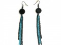 Černo tyrkysové dlouhé náušnice