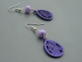 Fialová květinová slza - náušnice