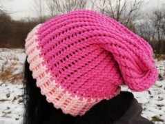 Pletená mega dlouhá čepice pruhy