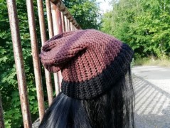 Pletená mega dlouhá čepice pruhy