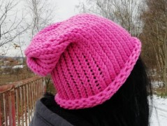 Pletená mega dlouhá čepice pruhy