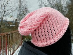 Pletená mega dlouhá čepice pruhy