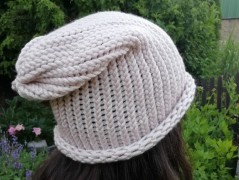 Pletená mega dlouhá čepice pruhy