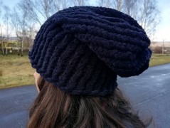 Pletená mega dlouhá čepice pruhy