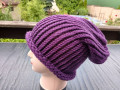 Pletená spadlá čepice 2v1tm.fialová
