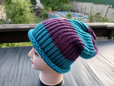 Pletená spadlá čepice,,, dárek zima žena zimní teplá muž 