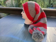 Pletená mega dlouhá čepice pruhy