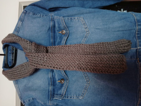 Pletená dutinková šála (šedá) SLEVA dárek zima žena ozdoba zimní teplá 