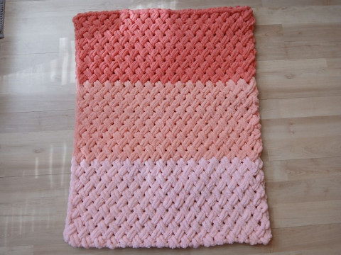 Měkká pletená deka puffy korálová.. dárek holčička miminko postýlka kočárek teplo chlapeček 