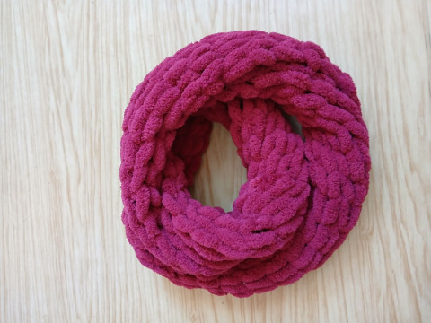 Měkký pletený nákrčník puffy bordo dárek zima šála zimní měkoučký teplo zachumlání tunel 