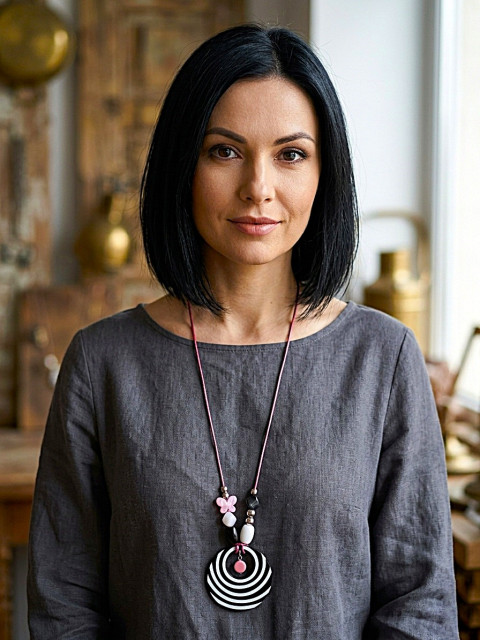 Wild Dreamer - náhrdelník kruh náhrdelník růžová černá korále designový kontrast ležérní dlouhý náhrdelník černá a bílá výrazný náhrdelník originální náhrdelník výrazný šperk šik-art náhrdelník ležérní náhrdelník divoký snílek 