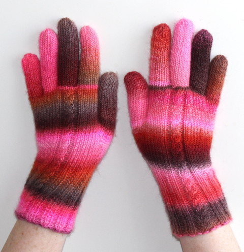 Rukavice pletené merino Roses červená oranžová barevné růžová pletené hnědá jemné pink rukavice merino pastelové pastely prstové ivka 