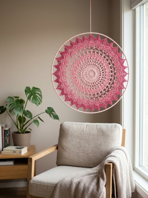 Mandala Růžová - průměr 45 cm meditace harmonie meditační lotosový květ mandaly mndala 