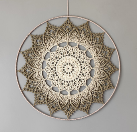 Mandala Khaki hvězda - průměr 45 cm meditace harmonie meditační lotosový květ mandaly mndala 