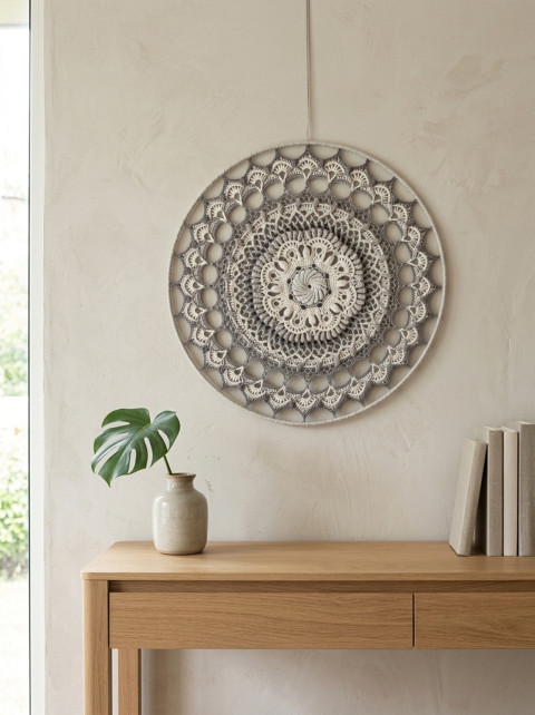 Mandala Šedá - průměr 40 cm meditace harmonie meditační lotosový květ mandaly mndala 