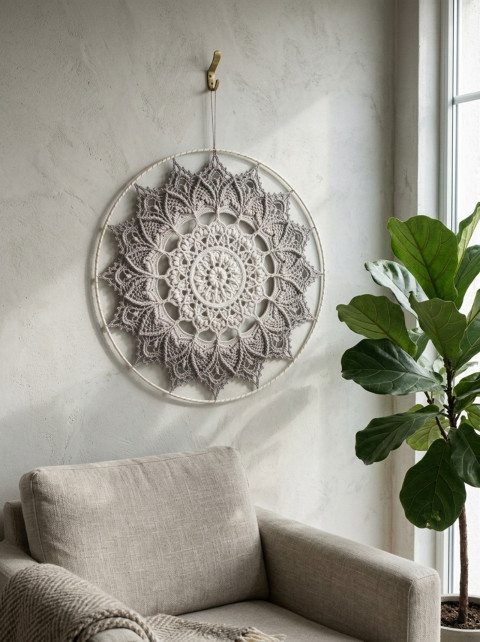 Mandala Béžově šedá hvězda - 45 cm meditace harmonie meditační lotosový květ mandaly mndala 