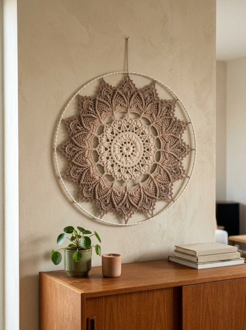 Mandala Béžová hvězda - průměr 45cm meditace harmonie meditační lotosový květ mandaly mndala 