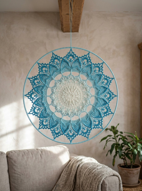 Mandala Modrá hvězda - průměr 45 cm meditace harmonie meditační lotosový květ mandaly mndala 