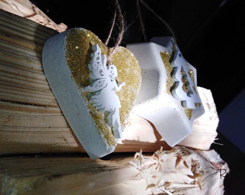 Vánoční srdíčko a hvězda srdce vánoce srdíčko hvězda třpytky ozdoba andělíček zlaté stromeček 