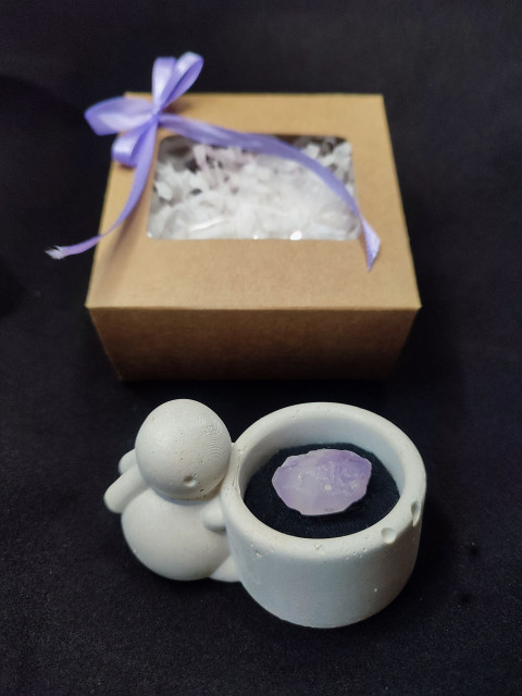 Talisman, Ametyst pro ochranu talisman zajíček miska minerál ochrana dárkové beton 