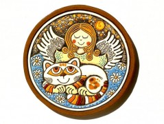 Keramický obr. - Kočka a slunce