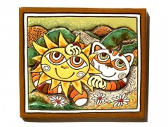 Keramický obr. - Kočky v lunetě