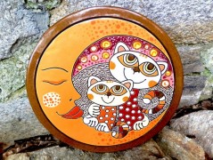 Keramický obr. - Kočka a slunce