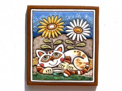 Keramický obr. - Kočka a slunce