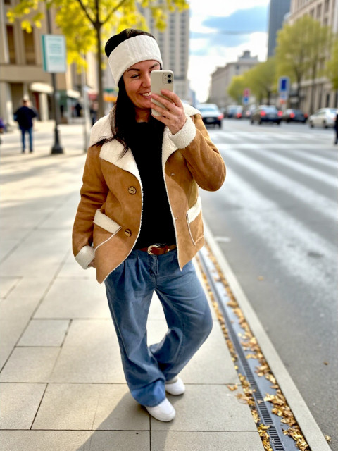 Dámské semišové sako hnědé-S jarní zimní sako kabát bunda kabátek kožich 