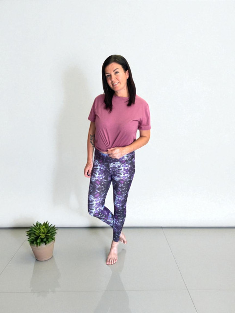 Dámské legíny fialové M/L kalhoty legíny pružné 