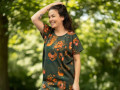 Dámské šaty Květy na zelené - M/L