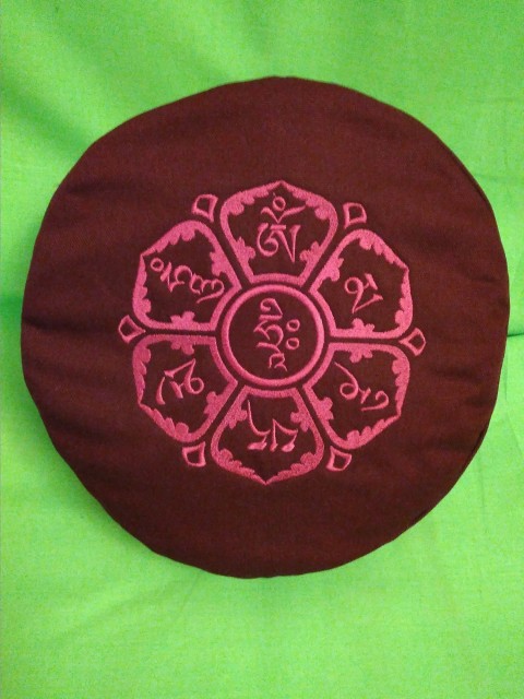 Meditační polštář s výšivkou dárek modrá vánoce polštář polštářek výšivka meditace pohanka lotos květ života strom života pohankovvý podsedák květ lotosu symbol ohm 