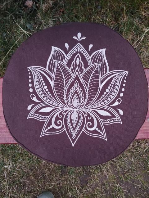 Meditační polštář s výšuvkou lotosu dárek modrá vánoce polštář polštářek výšivka meditace pohanka lotos květ života pohankovvý podsedák 