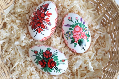Husí kraslice 3 ks jaro velikonoce kraslice tradice home decor folklor jarní dekorace lidové umění 