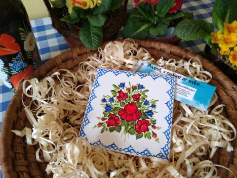 Malovaná kachle folklor/květy na zavěšení kachle dekorativní předmět malovaná kachle 