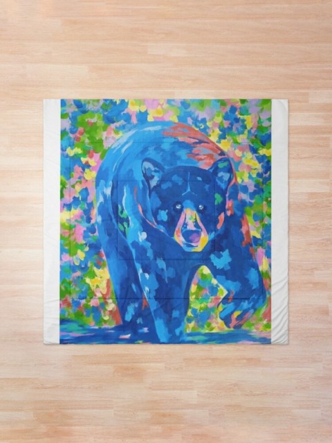 Přehoz přes postel 224x224 cm zvíře deka přehoz ložnice medvídek medvěd příroda přírodní zoo postel les šelma zvířátko medvědi lovec povlečení y tatry chlupáč floydled floydled art grizzly kodiak kanada predátor přehozy zologická 