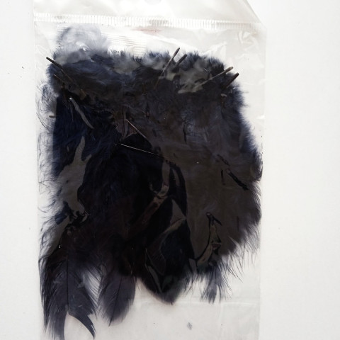 Slepičí peří - 20ks náušnice ozdoba peří tvoření modrá tmavá 
