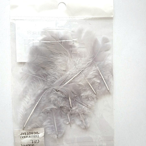 Slepičí peří - 20ks náušnice šedá ozdoba peří tvoření 