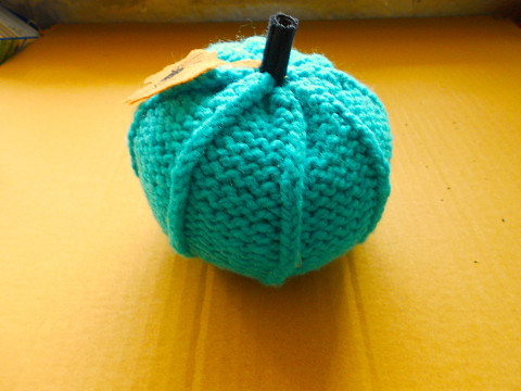 Pletená dýně velká podzim dýně tyrkysová halloween 