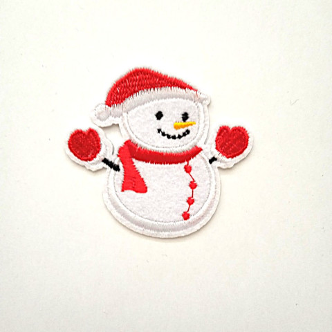 Nažehlovačka sněhulák červená vánoce bílá ozdoba sněhulák nažehlovačka 