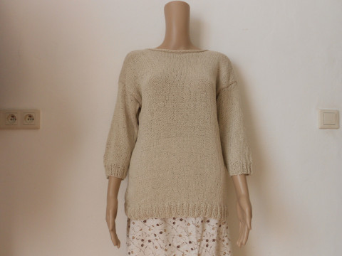 Tenký pletený svetřík -hedvábí L-XL halenka přírodní svetr béžová hedvábí l xl 