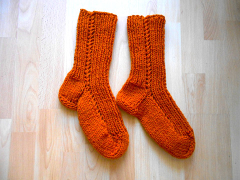 Pletené ponožky s vlnou vel. 46-47 zelená akryl ponožky rezavá vlna 46 47 