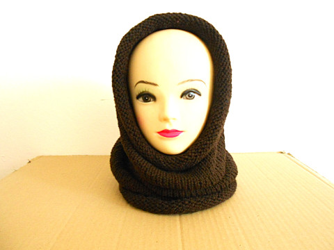 Dámský nákrčník - kukla s vlnou čepice hnědá akryl vlna nákrčník kukla 