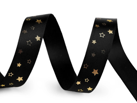 Vánoční stuha saténová 15mm vánoce stuha zlatá černá 15 mm 