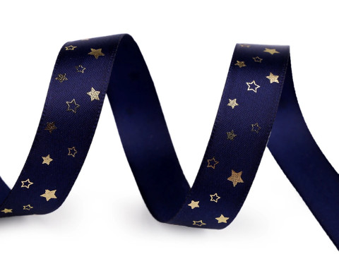 Vánoční stuha saténová 15mm modrá vánoce stuha zlatá 15 mm 