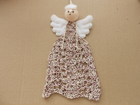 Pletený andělíček k zavěšení vánoce bavlna bílá béžová akryl anděl andělka 