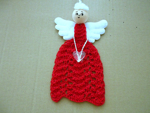 Pletený andělíček k zavěšení vánoce bavlna bílá béžová akryl anděl andělka 