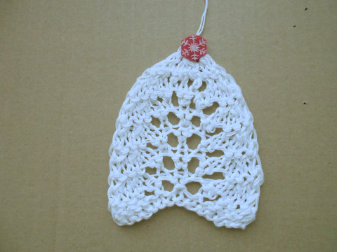 Pletený zvoneček k zavěšení červená vánoce bavlna bílá zvoneček zvonek akryl 