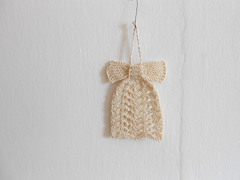 Pletený zvoneček k zavěšení větší vánoce bavlna zvoneček zvonek béžová akryl 